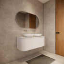 Bella 1200mm Curve Matte White  Fluted Groove Double Bowl Wall Hung Vanity