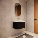 Bella 750mm Curved Matte Black Fluted Groove Wall Hung Vanity