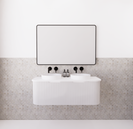 Bella 1200mm Curve Matte White  Fluted Groove Double Bowl Wall Hung Vanity