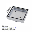 115*115mm Brass Tile Insert Floor Drain (100mm Outlet) (multi color)