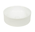 Lucid 370mm Fluted Gloss White Round Above Counter Basin