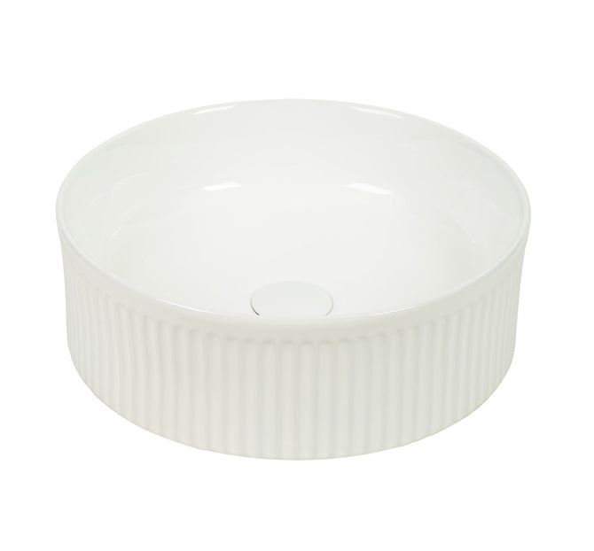 Lucid 370mm round above counter basin gloss white
