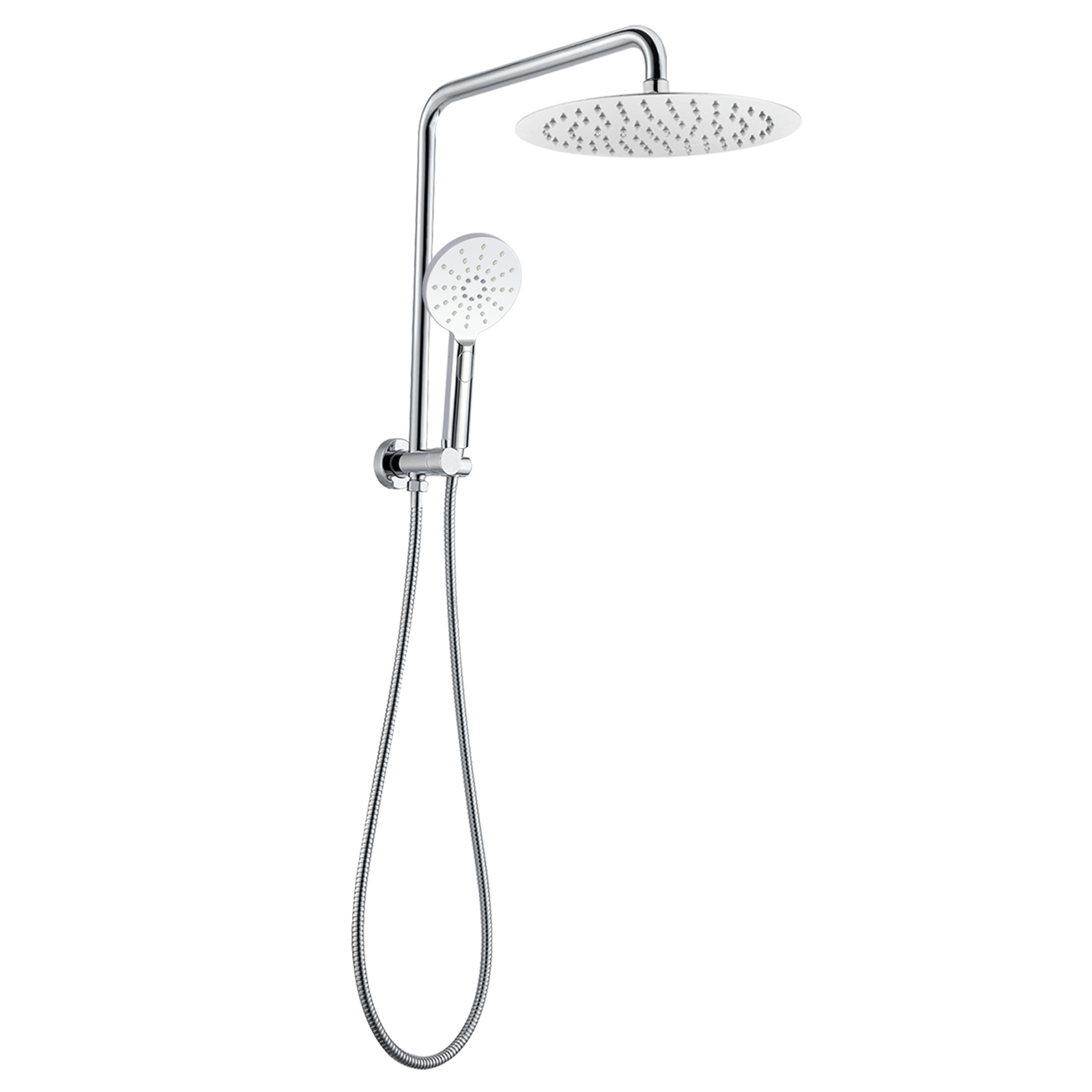 MBD Chrome Twin Shower Station Half Rail 530mm Height