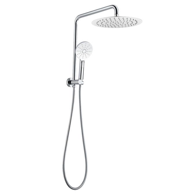 MBD Chrome Twin Shower Station Half Rail 530mm Height