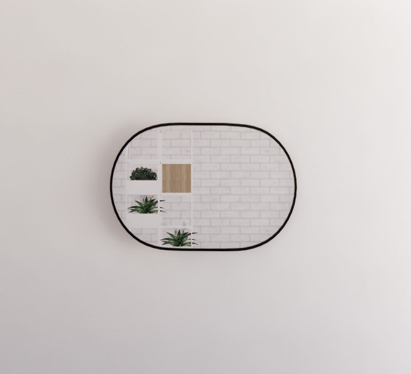 Black Framed Oval 900x600mm Mirror Wall Mounted
