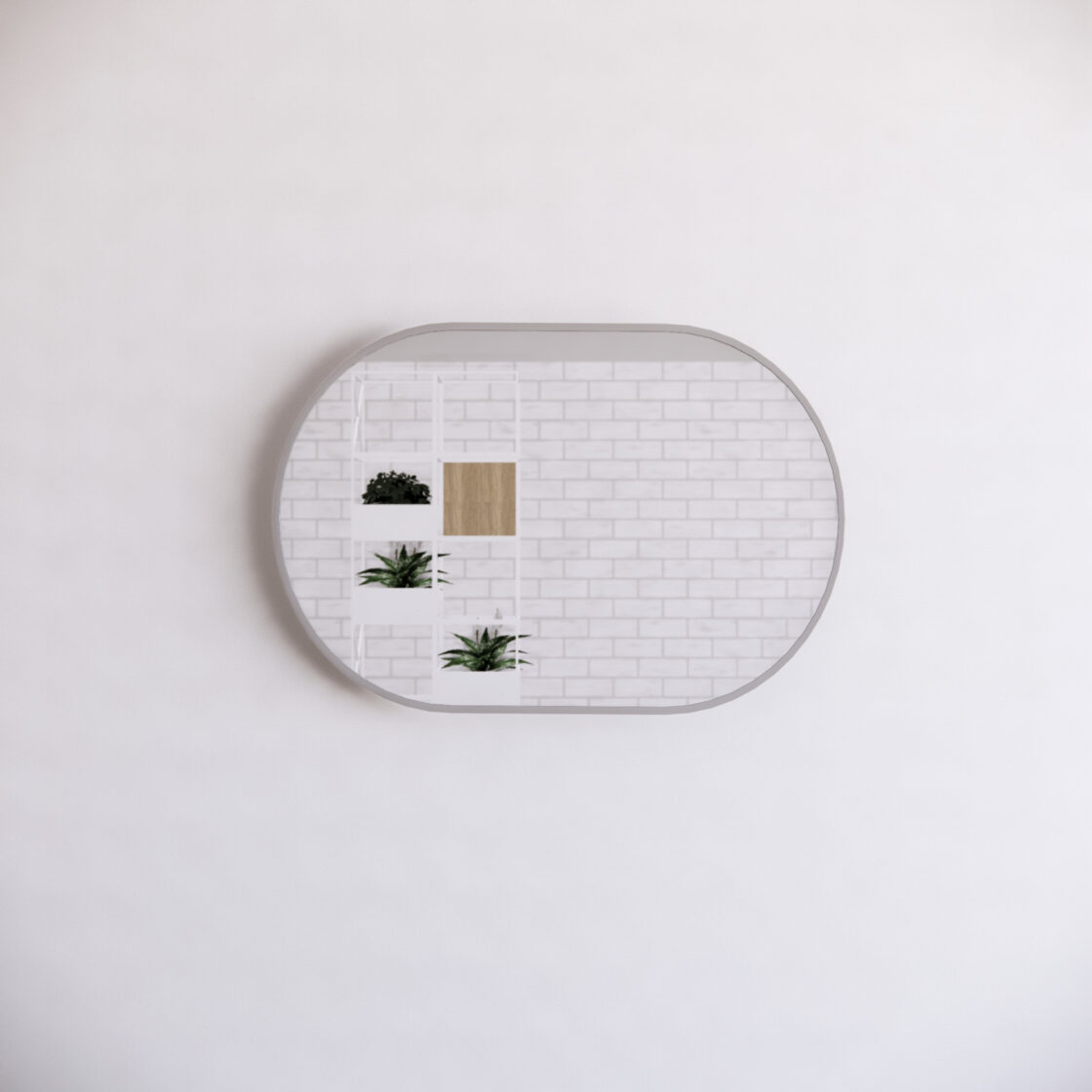 Brushed Nickel Framed Oval 900x600mm Mirror Wall Mounted