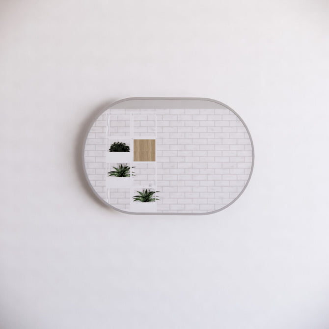 Brushed Nickel Framed Oval 900x600mm Mirror Wall Mounted