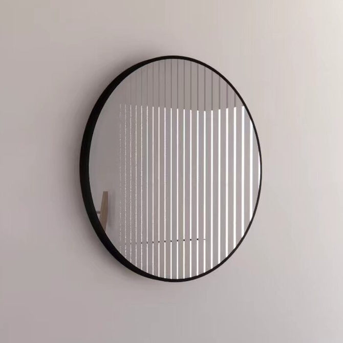 600mm round black framed bathroom mirror wall mounted