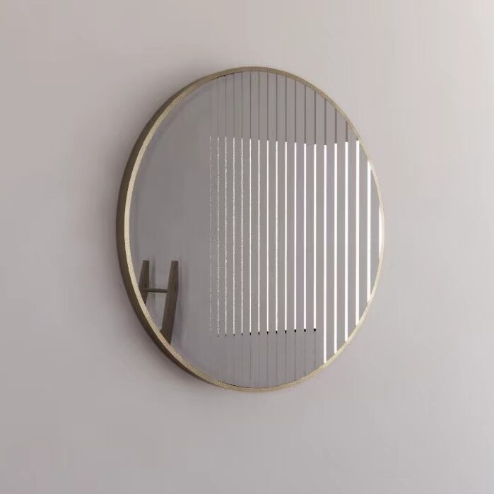 600mm round brushed gold bathroom mirror