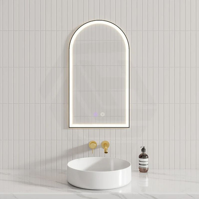 My Bathroom Depot Riva AR2 LED arch frame mirror matte black
