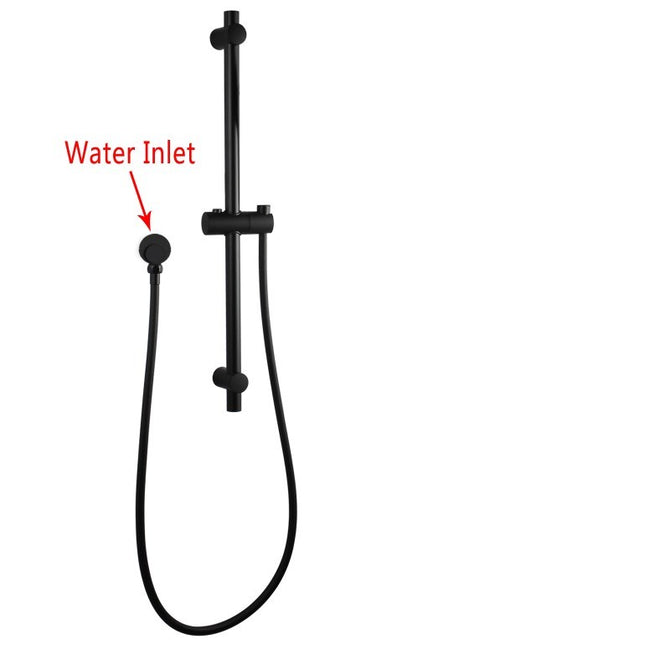 Matte black round shower slide rail adjustable height