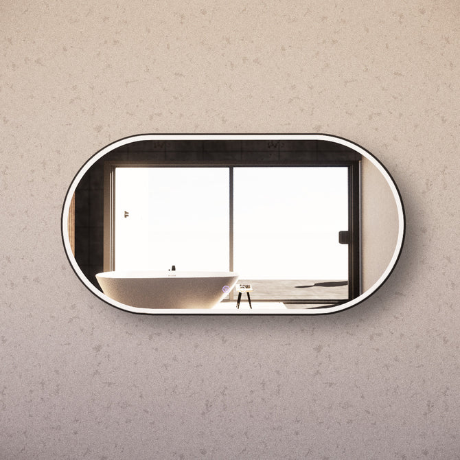 RIVA O1 LED Oval Frame Mirror 900 / 1200 mm Matte Black