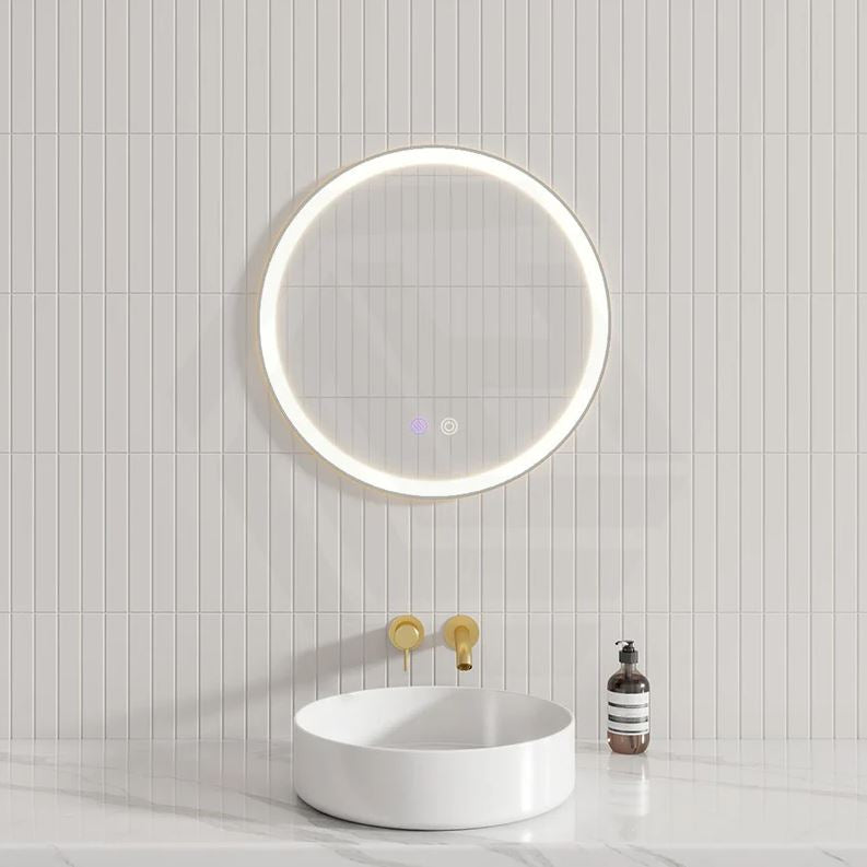 My Bathroom Depot Riva R3 LED round mirror brushed nickel